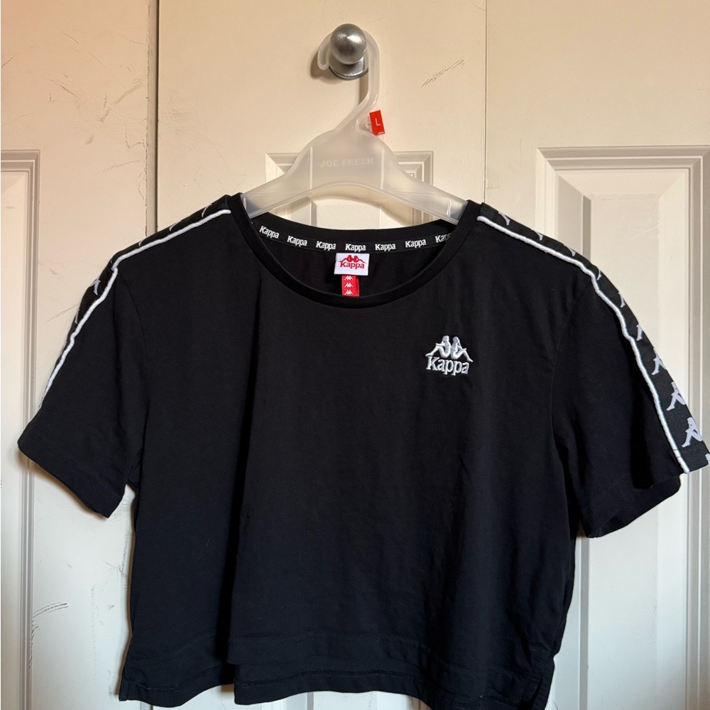 Kappa Black Crop Top with White Accents